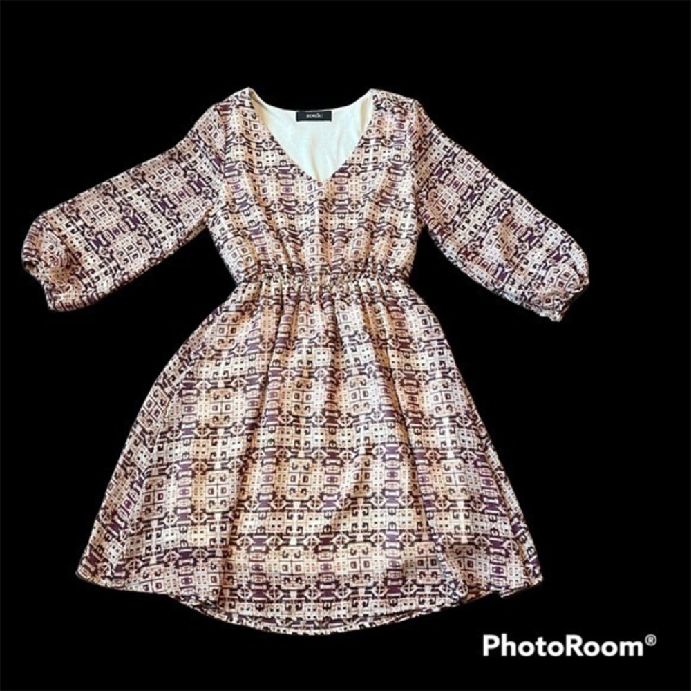 Beautiful pattern Zouk 3/4 sleeves dress